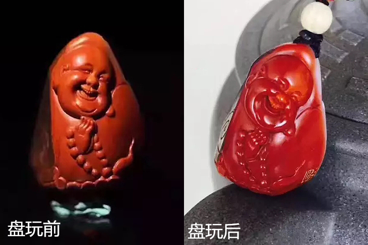 南紅包漿前后圖片欣賞，南紅盤玩后效果圖（1）