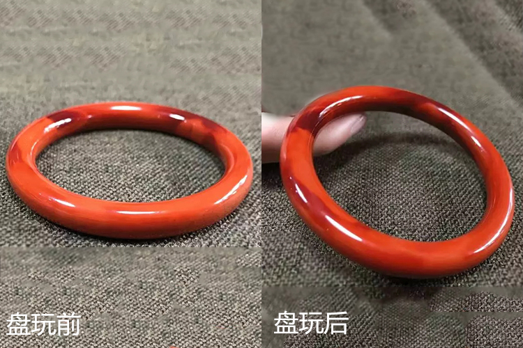 南紅包漿前后圖片欣賞，南紅盤玩后效果圖（2）