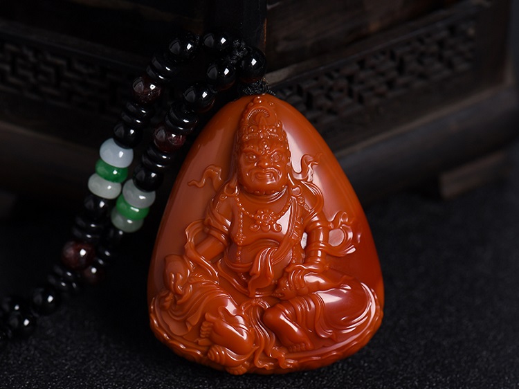 柿子紅南紅黃財神吊墜.JPG
