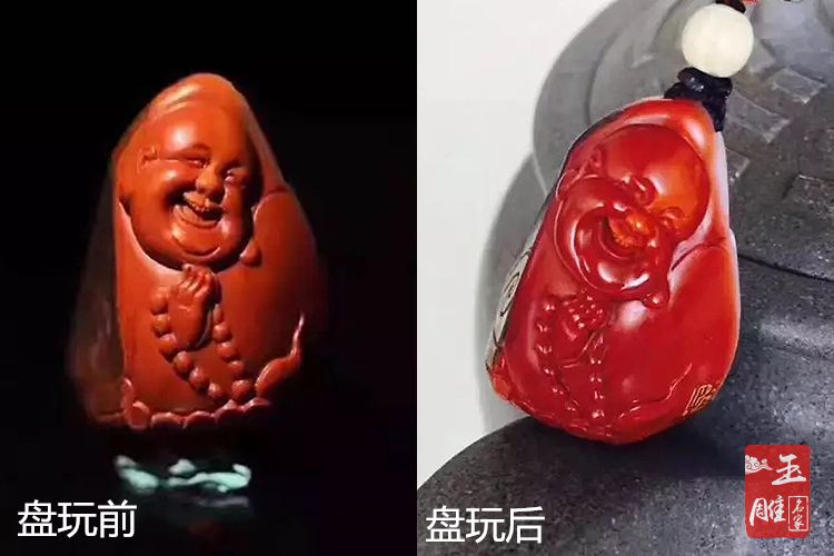 南紅包漿前后圖片欣賞-玉雕名家